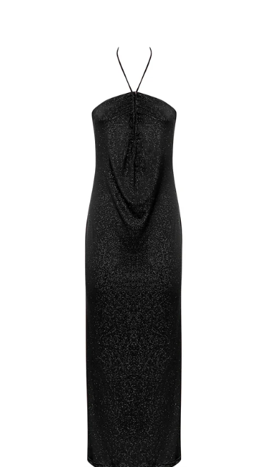 ABITO LUNGO GLITTER NERO ABITO LUNGO GLITTER NERO